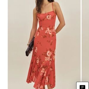Reformation Aiko Dress in Coral Bloom